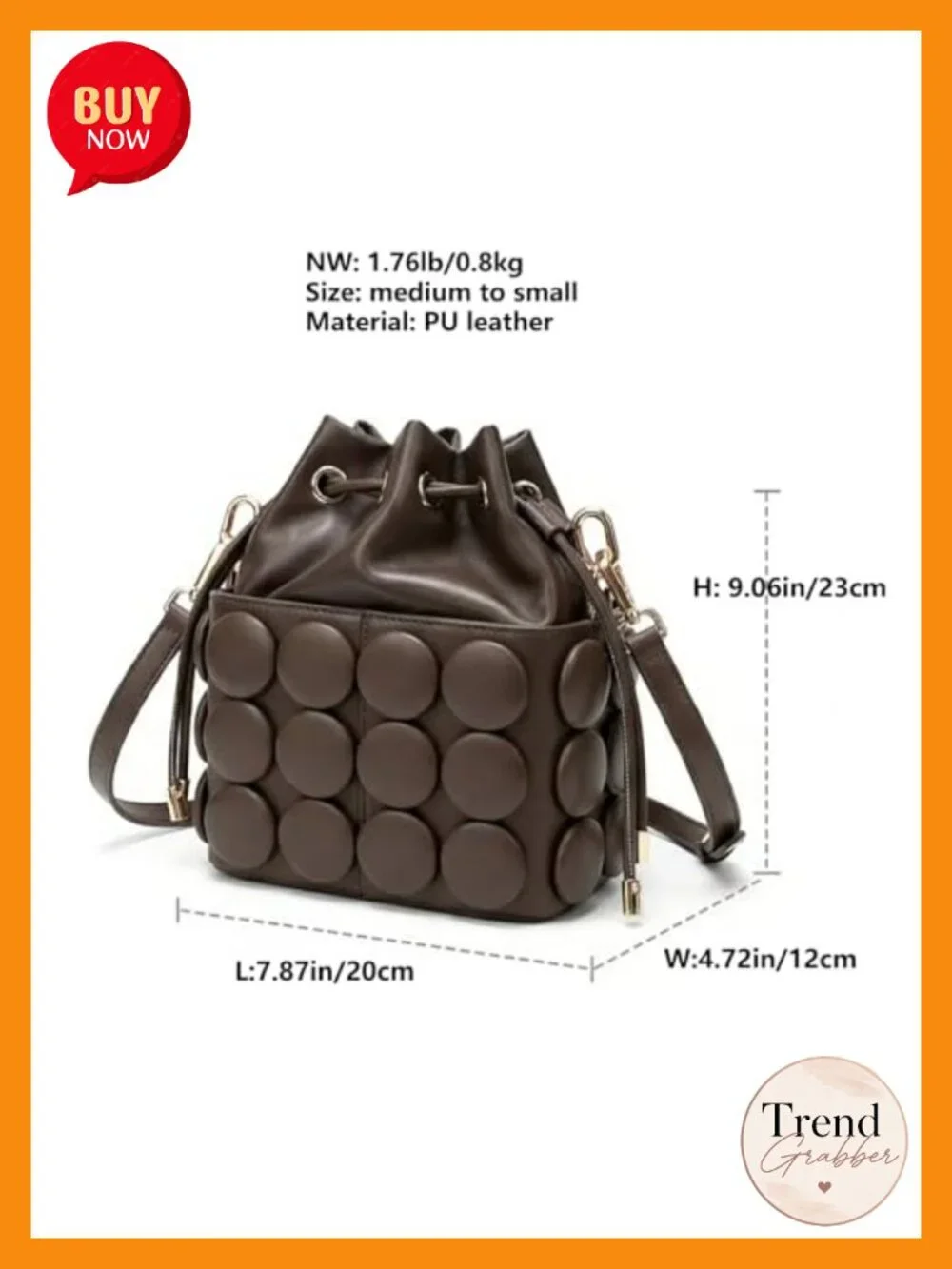 PU Leather Drawstring Bucket Crossbody Purse